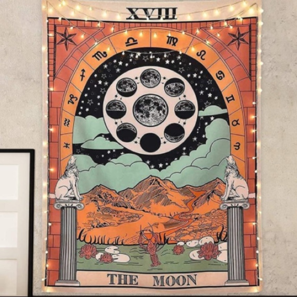 Medieval Tarot Astrology Sign Mountain Wall Art Decor for Bedroom/Dorm/Patio